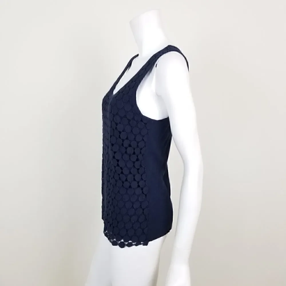 J. Crew Womens Size Small Navy Blue Tiered Dot Racerback Tank Top